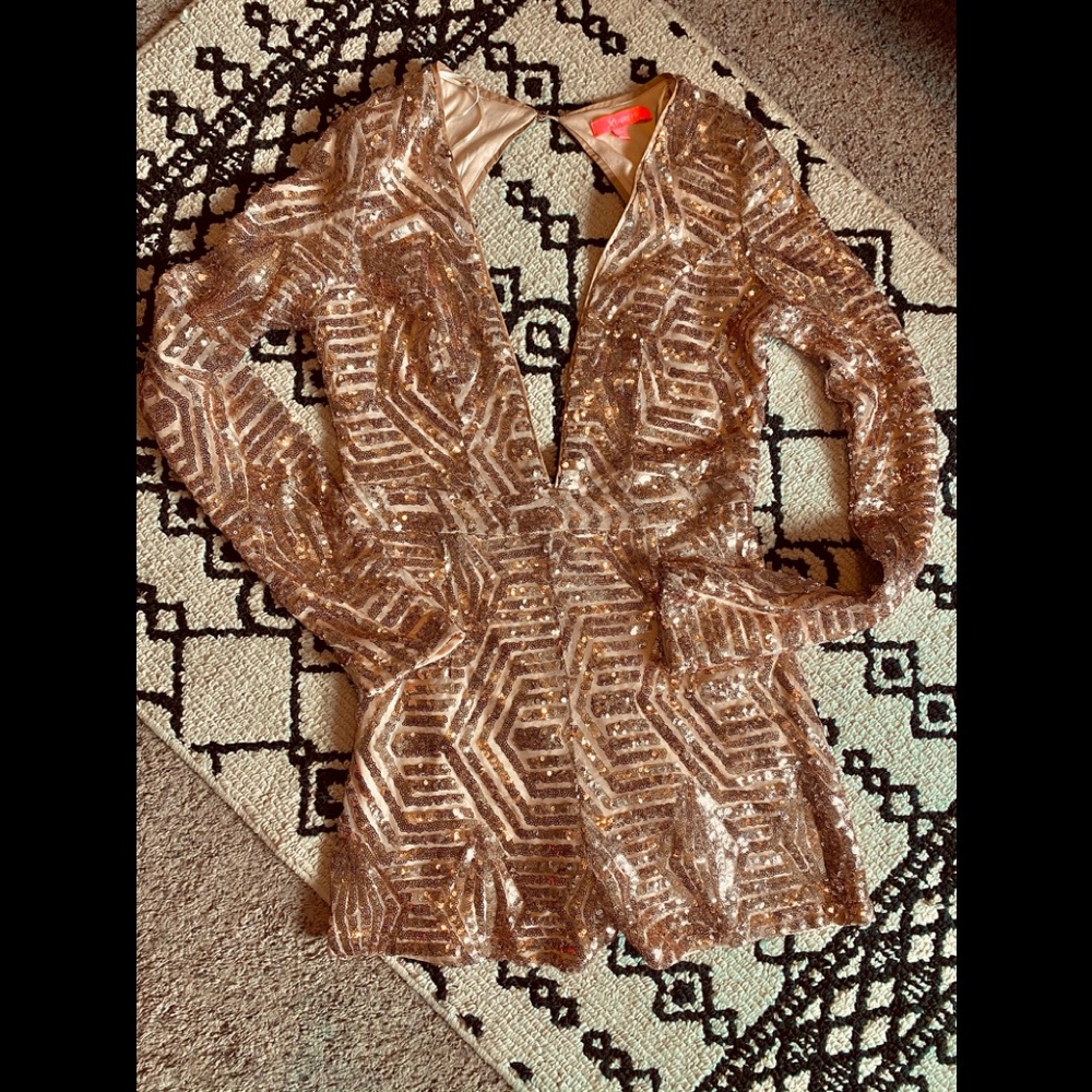 Gold Sequin Long Sleeve Romper